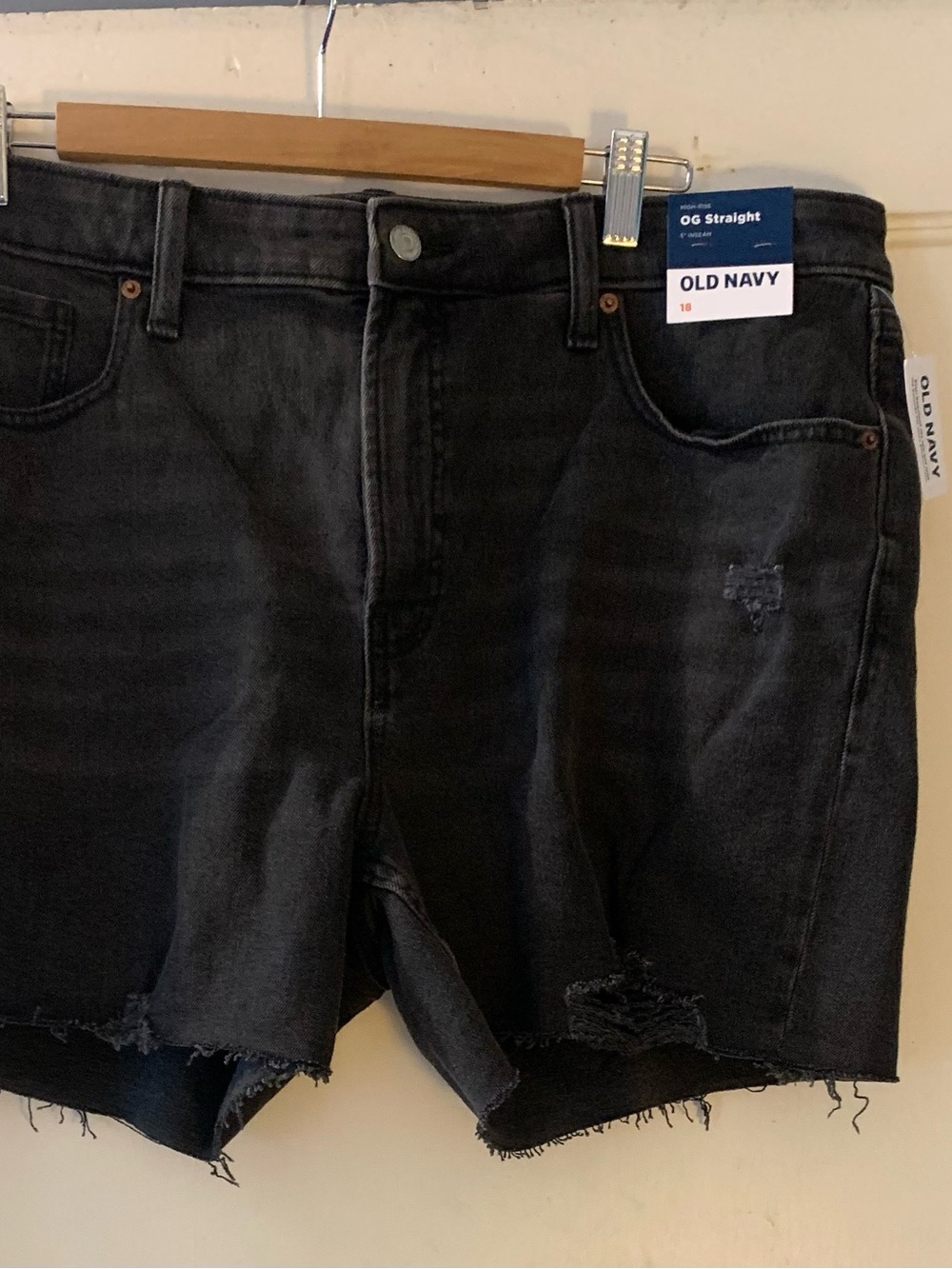 Old Navy Black Distressed OG Straight Denim Cutoff Shorts